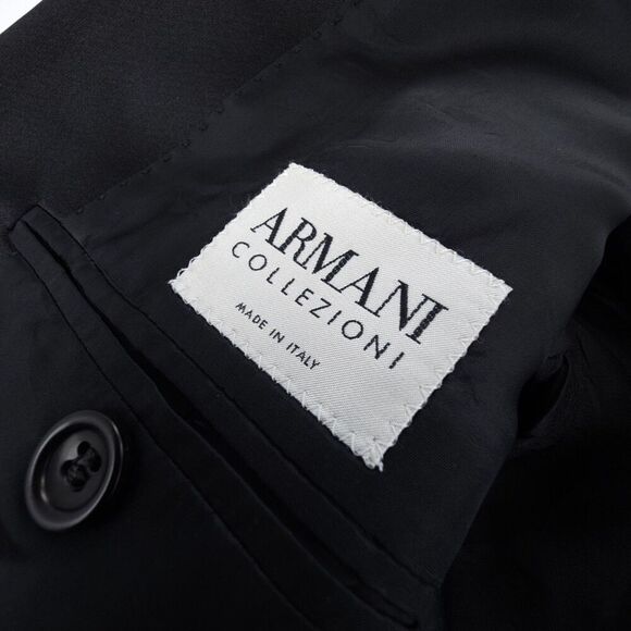 ARMANI COLLEZIONI Tuxedo Jacket Pleated Pants Formal Suit Set Black Old Money - Picture 2 of 16